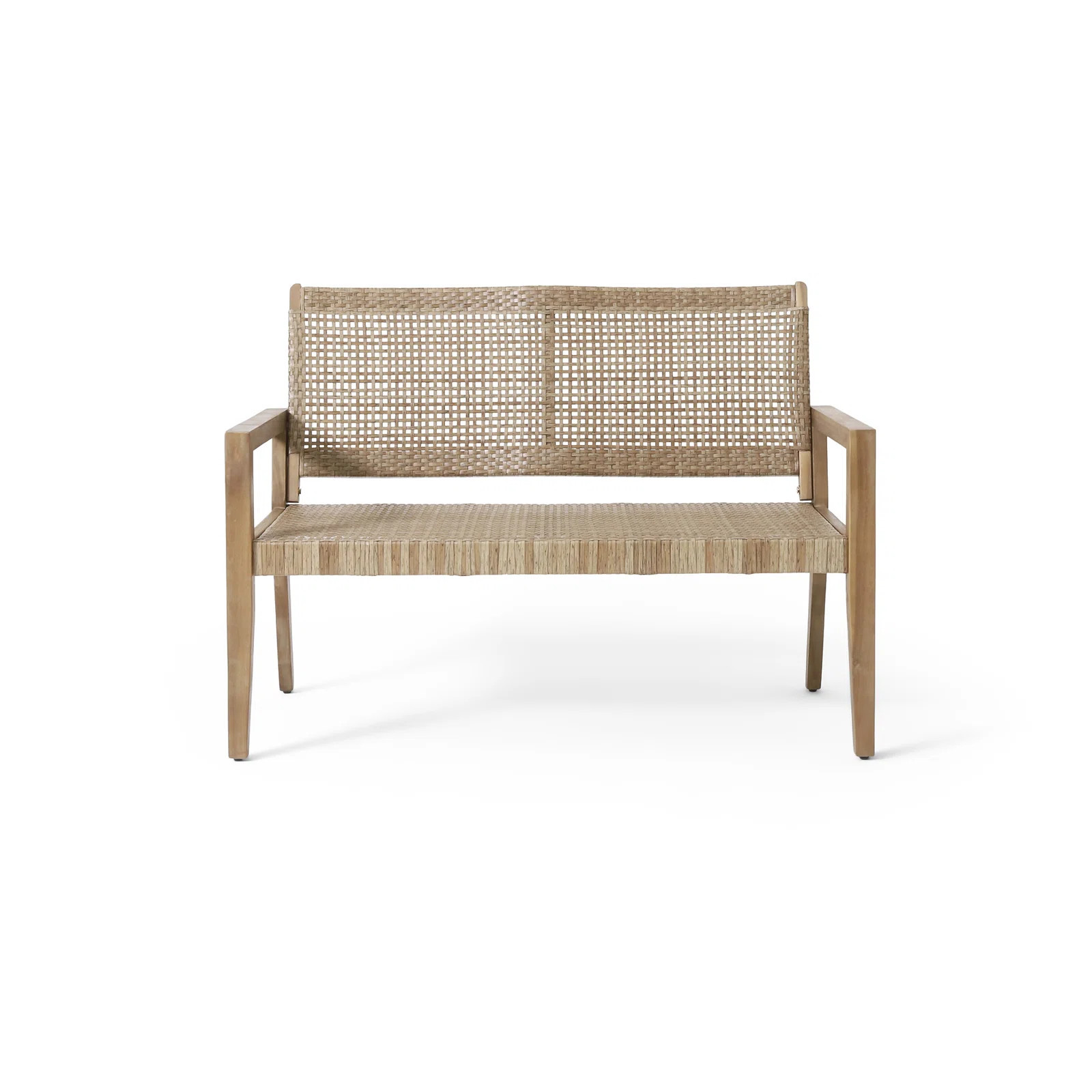 Outdoor Wicker And Acacia Wood Loveseat | Wayfair North America