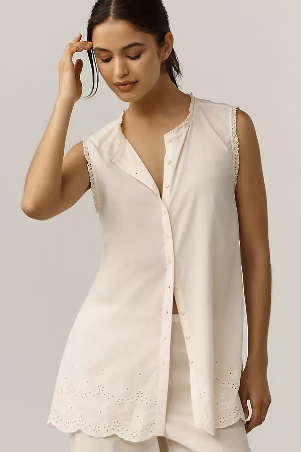 Willa Scalloped Button-Front Top | Anthropologie (US)