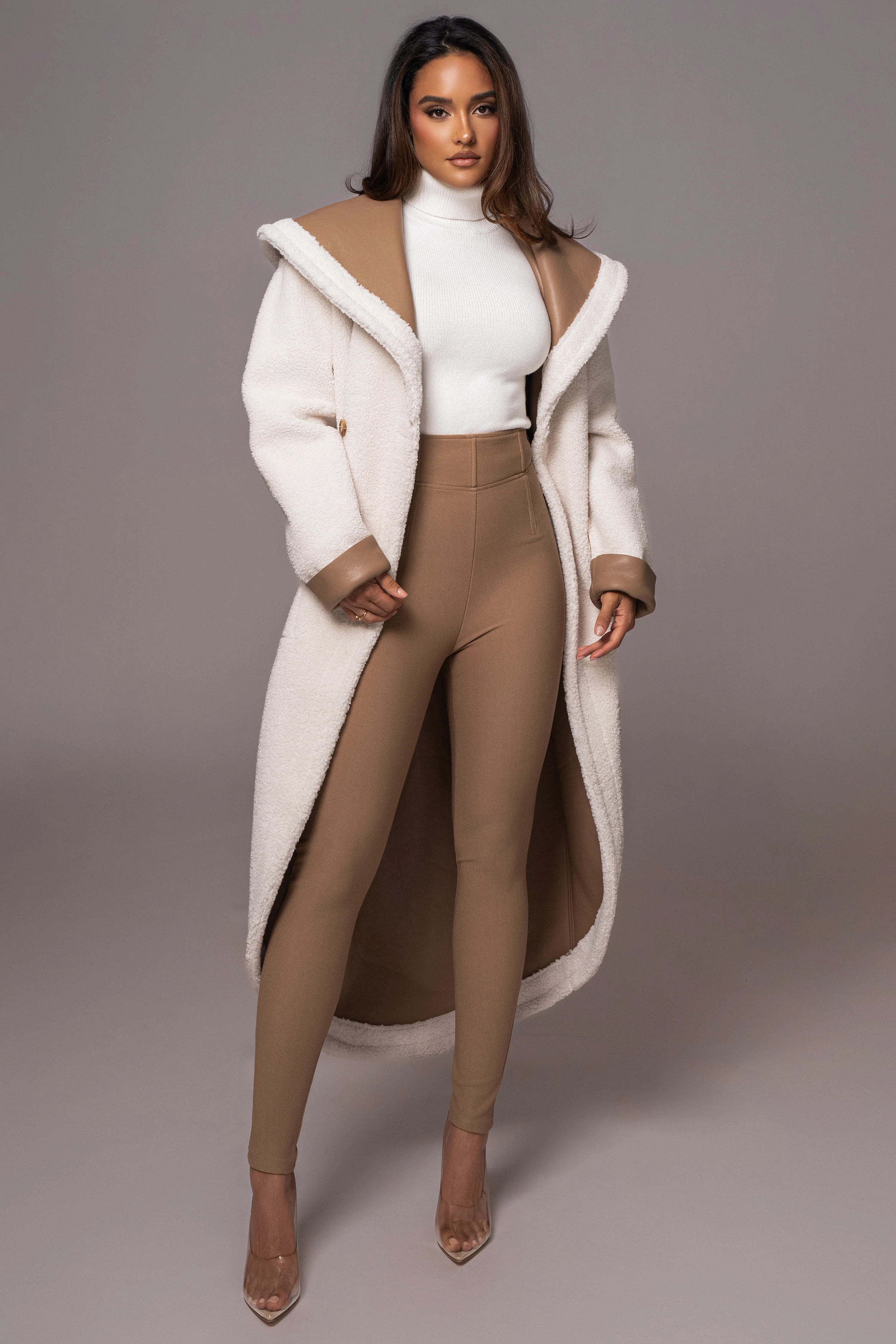 Tan Jaida Reversible Teddy Coat L/XL | JLUXLABEL