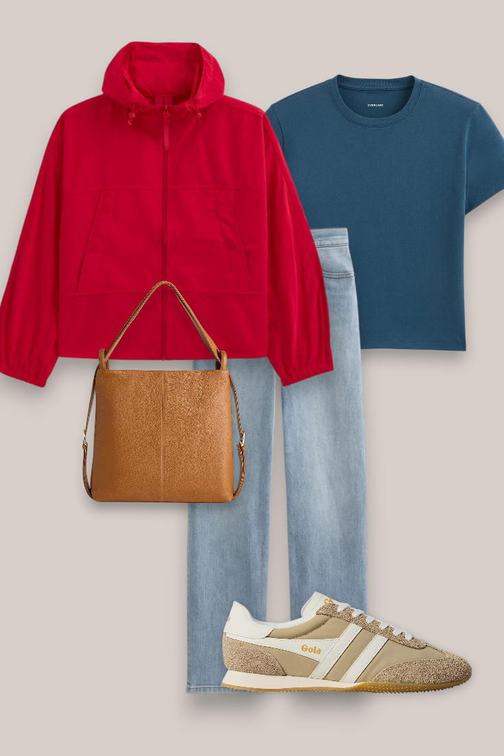 Adding a bright jacket is such an easy way to make a basic jeans-and-tee outfit more interesting. Love this red with the muted blue tee, pale denim and neutral sneakers. 

 #LTKautumn #LTKjeans #LTKstyletip