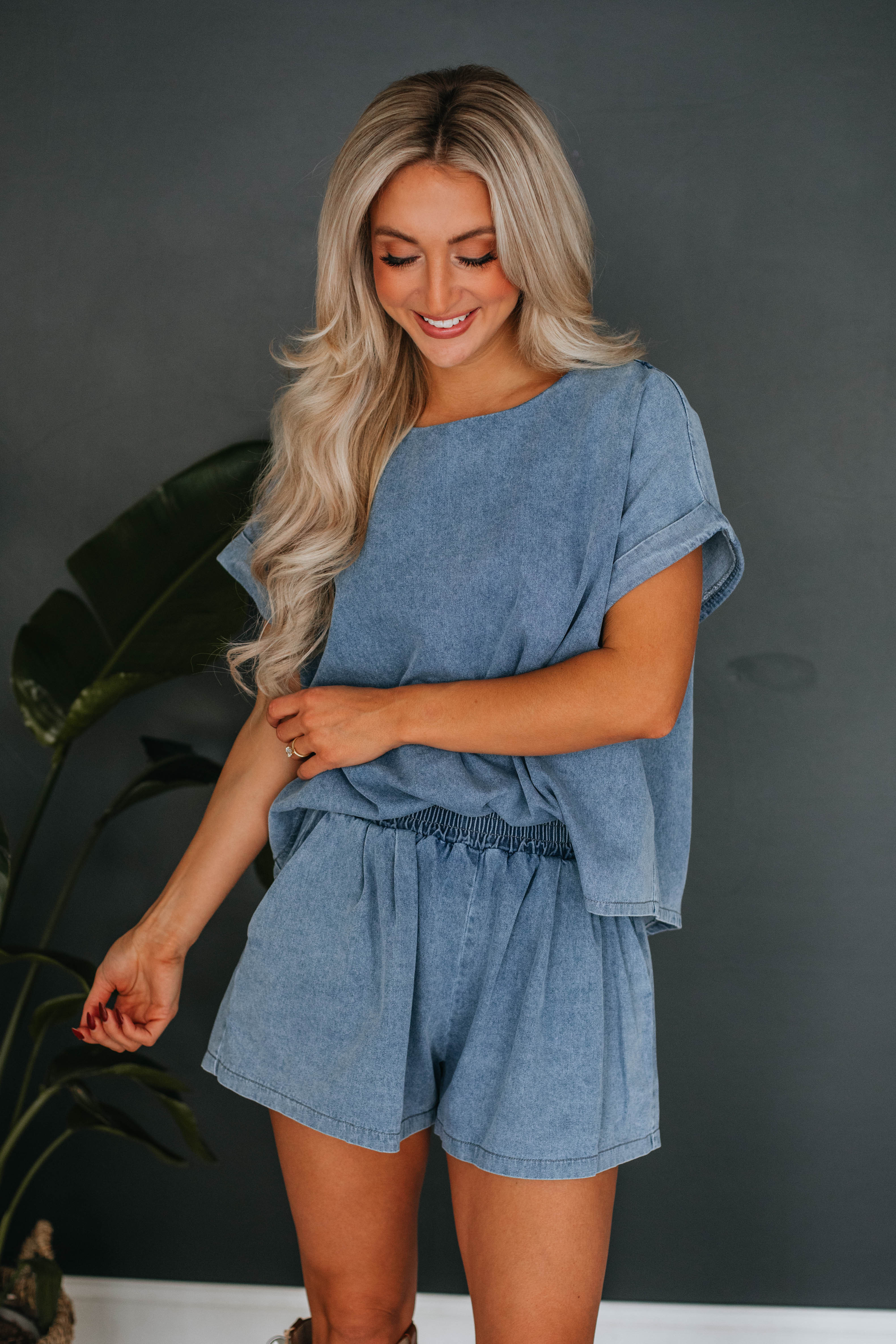 Francesca Denim Two-Piece Set - Medium Wash | Wild Oak Boutique