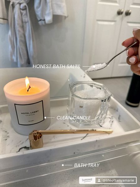 One of my favorite clean candles and bath salts from Honest. Linked my bathtub tray too

#LTKunder100 #LTKunder50 #LTKFind