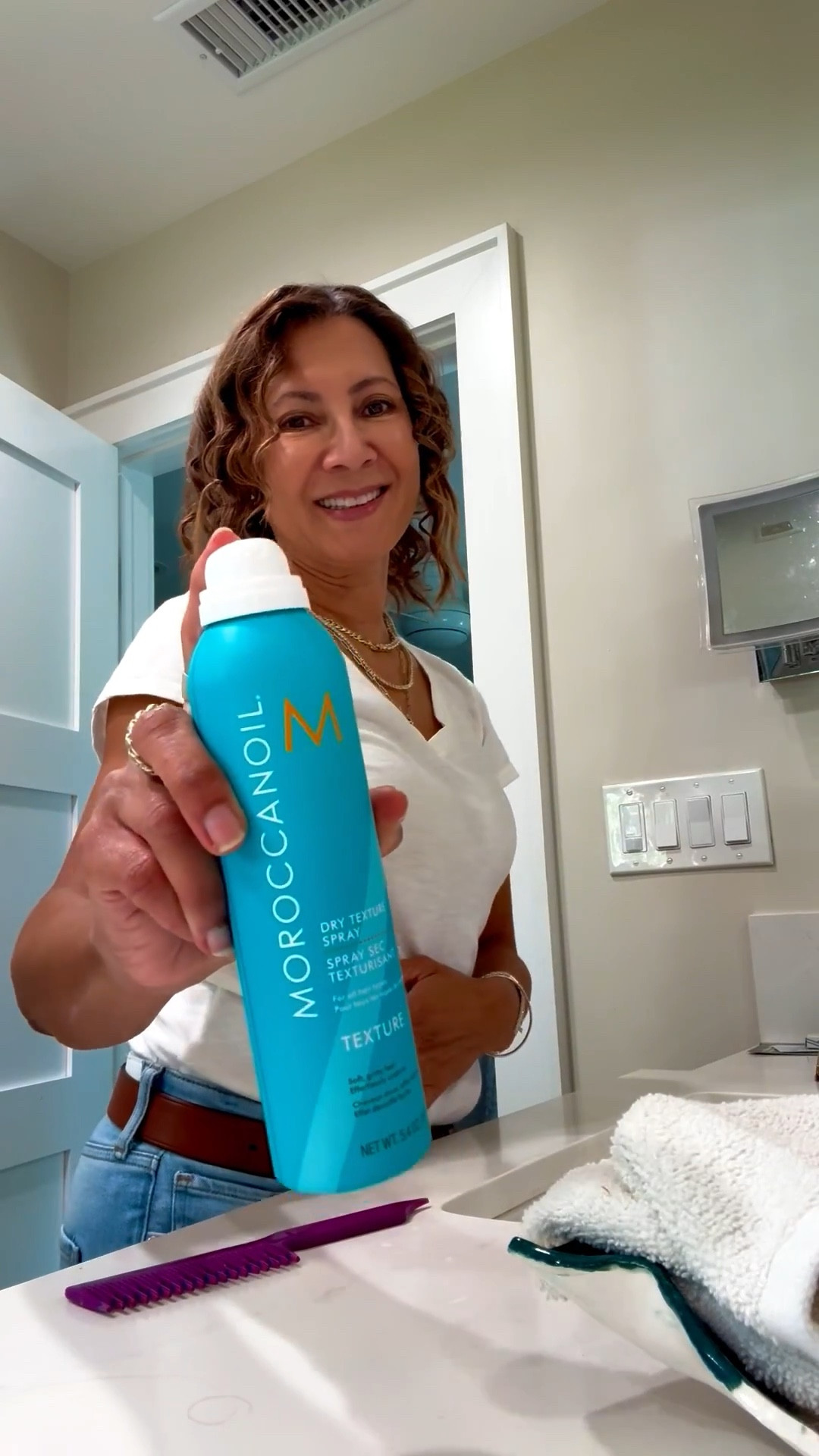Fluffing and sealing in those beachy waves, and sharing my secret for extending day 4 hair. I’m keeping my midlife Hair healthy by washing it a little bit less and I love the fragrance on this Moroccan Oil Dry Texture Spray. I’ve been really pleased with the volume against me too. Now I just need a travel size.

#LTKBeauty #LTKOver40 #LTKmomlife