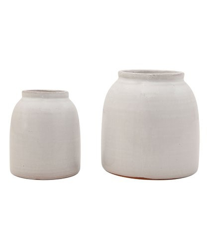 Hello Honey | White Terracotta Vase - Set of Two | Zulily