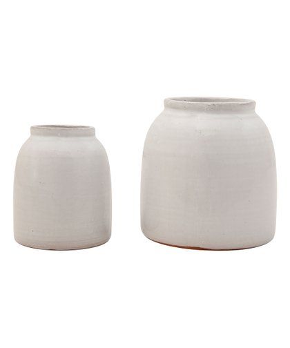 Hello Honey | White Terracotta Vase - Set of Two | Zulily