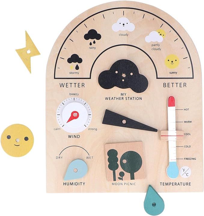 Oreilet Weather Station Toy, Educational Wooden Weatherboard for Kids, Weather Watch Wooden Weath... | Amazon (US)