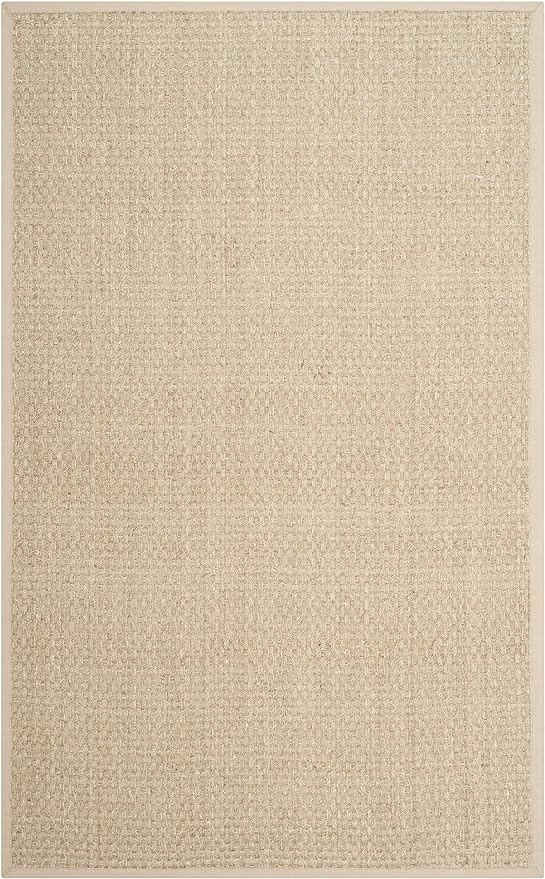 SAFAVIEH Natural Fiber Collection Area Rug - 6' x 9', Natural & Beige, Border Basketweave Seagras... | Amazon (US)