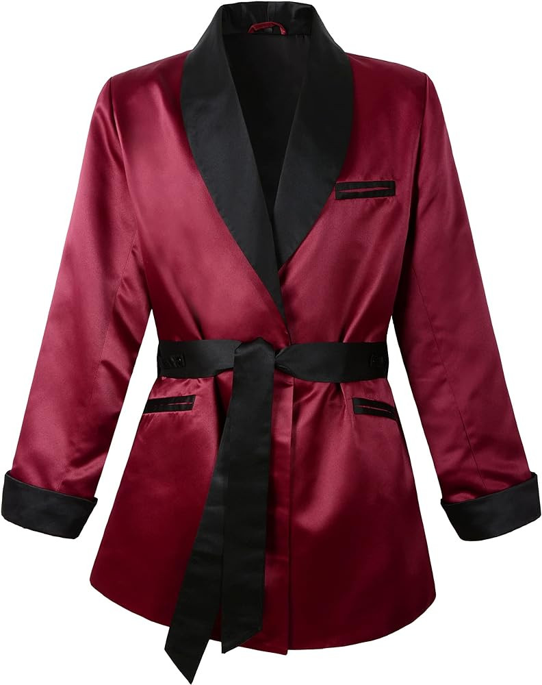 Lucasini Mens Satin Smoking Jacket Fully Lined | Amazon (US)