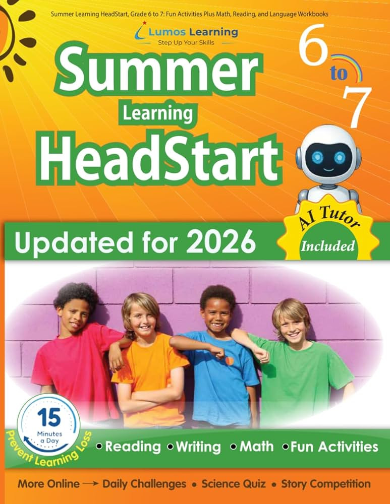 Summer Learning HeadStart, Grade 6 to 7: Fun Activities Plus Math, Reading, and Language Workbook... | Amazon (US)