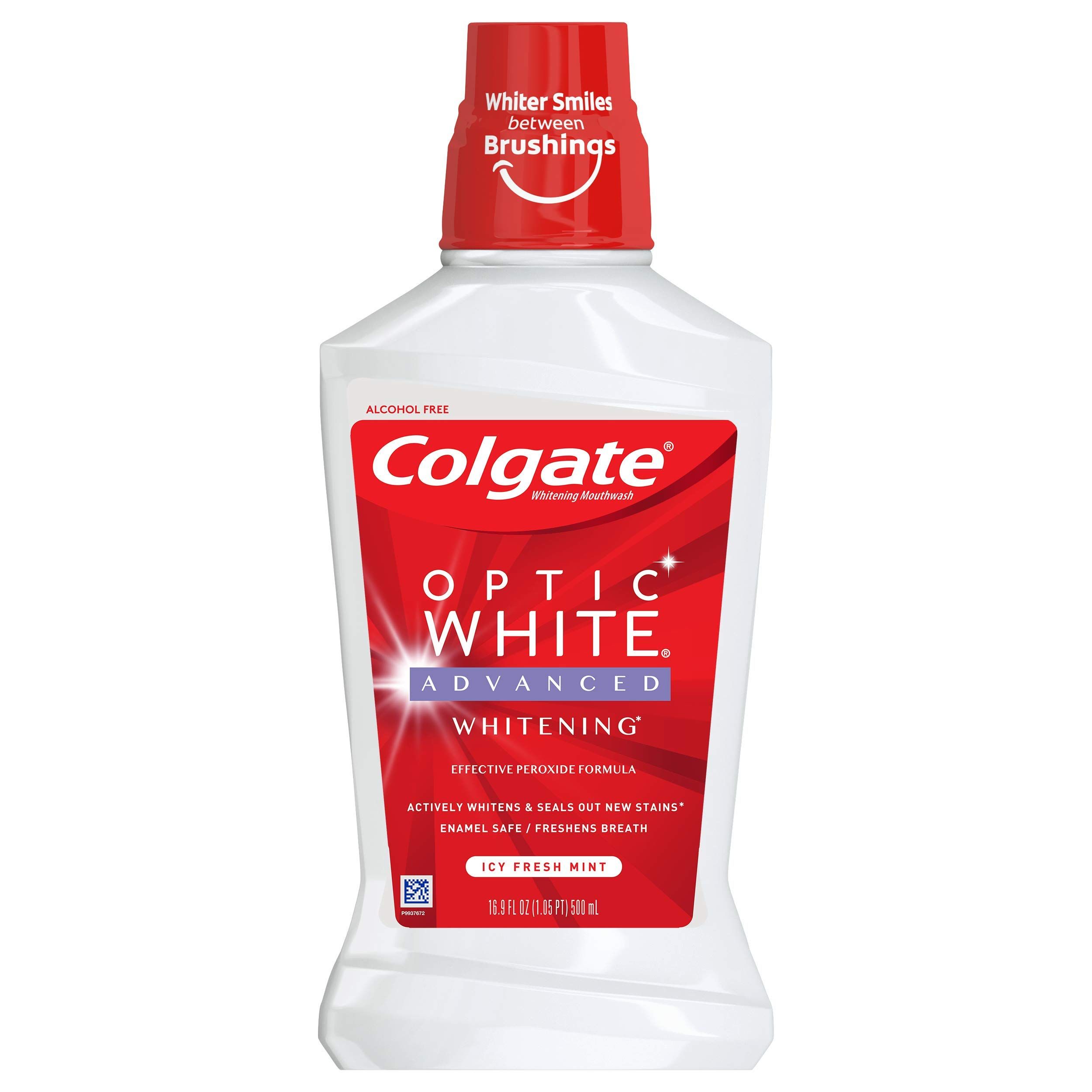 Colgate Optic White Whitening Mouthwash, Fresh Mint - 500mL, 16.9 fluid ounce | Amazon (US)