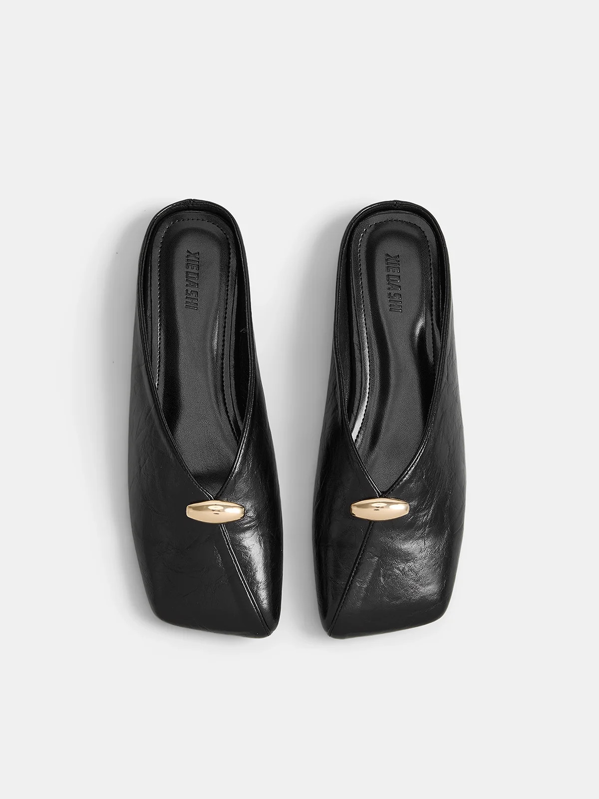 Square Toe Metal Decor Backless Mules | Commense