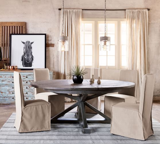 Hart Round Reclaimed Wood Pedestal Extending Dining Table | Pottery Barn (US)