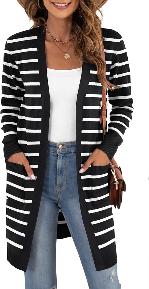 VIISHOW Women's Classic Cardigans Long Sleeve Open Front Casual Knit Cardigan Sweaters Coat Soft ... | Amazon (US)