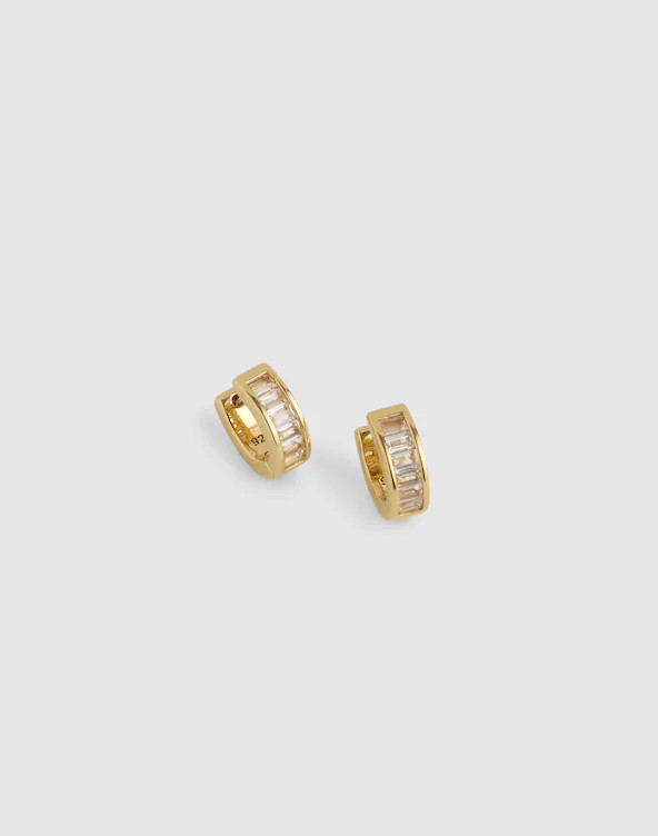 Demi-Fine Baguette Crystal Huggie Hoop Earrings | Madewell