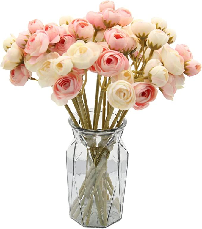 Hananona 18 Pcs Artificial Silk Rose Flowers Persian Ranunculus Bouquet Asian Buttercup,Suitable ... | Amazon (US)