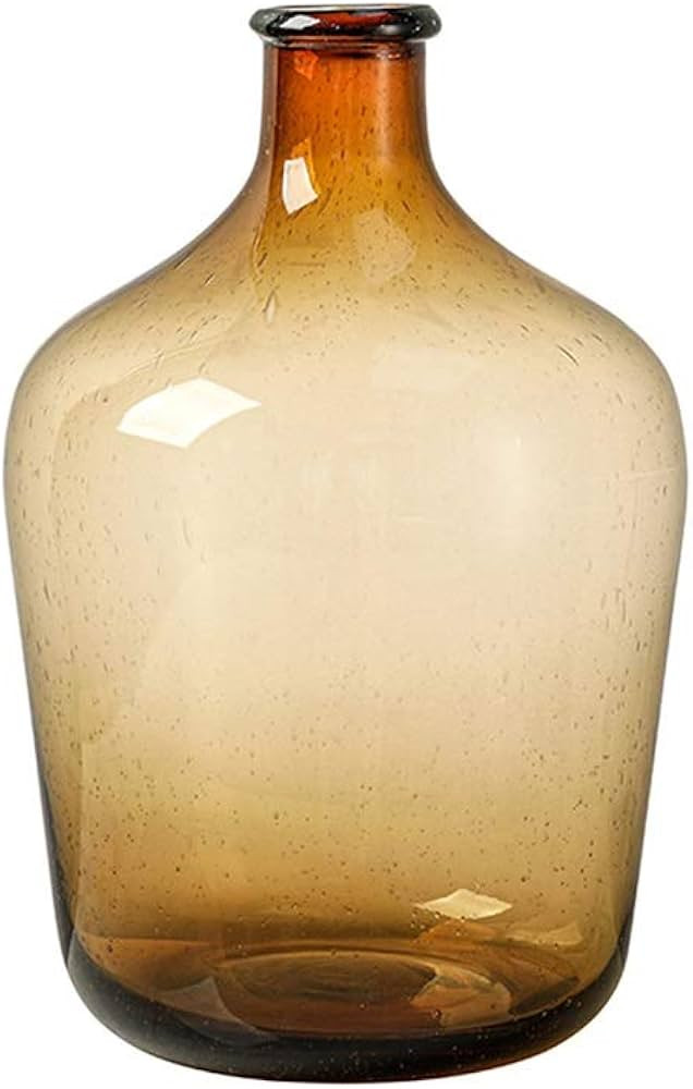 Indoor Gardening Flower Arrangement Vase, Amber Glass Vase Big Belly Bottle Decoration Vase Bedro... | Amazon (US)