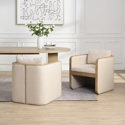 Christopher Knight Home Shan Modern Rubberwood Upholstered Dining Chairs (Set of 2), Light Ash/Beige | Target