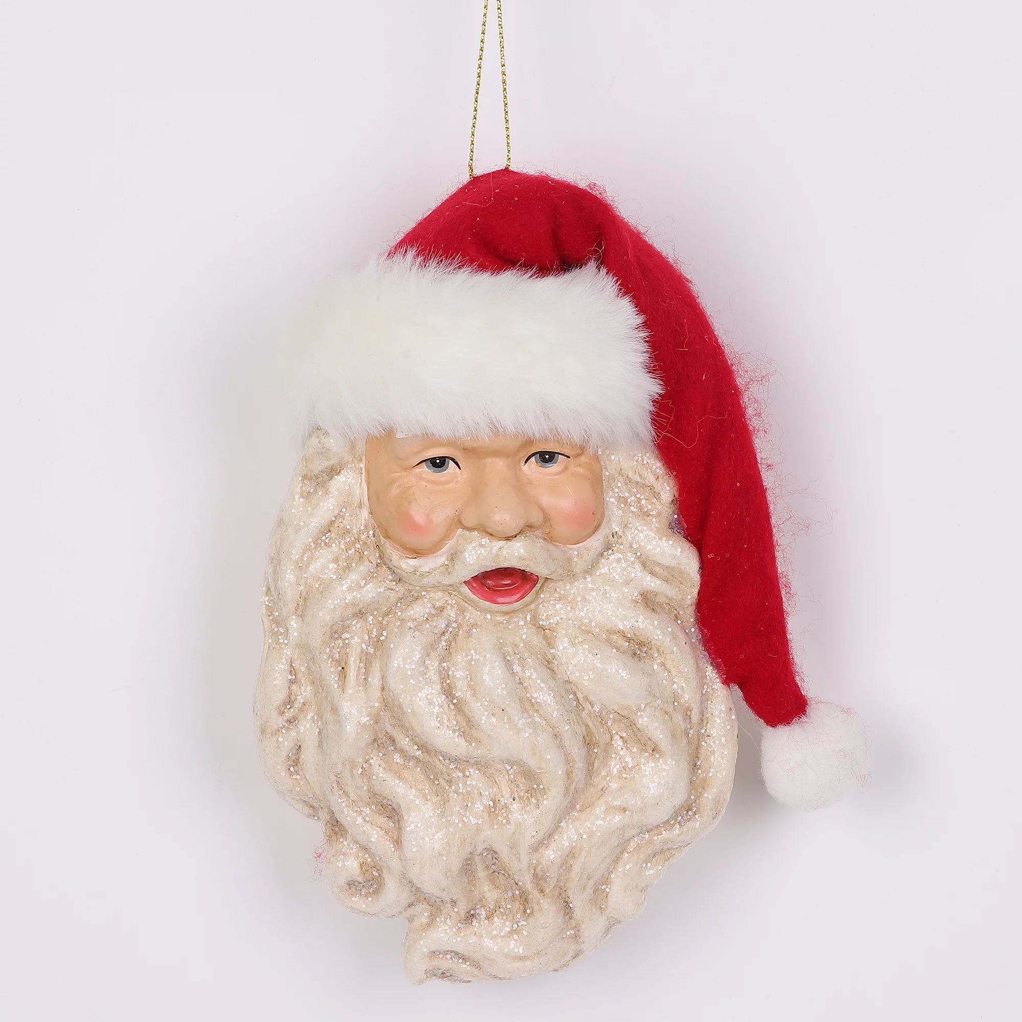 Glitter Santa Head Christmas Ornament, 6 in, Multi-Color, by Holiday Time | Walmart (US)