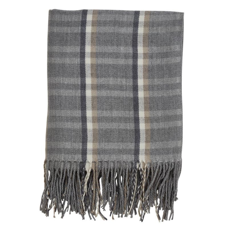 Plaid Tassle Throw Blanket Gray - Saro Lifestyle | Target