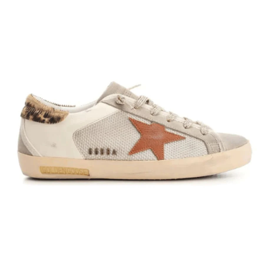 Golden Goose Superstar Tan Leather Star and Leopard Horsy Heel Tab Women's Sneakers | Shop Simon