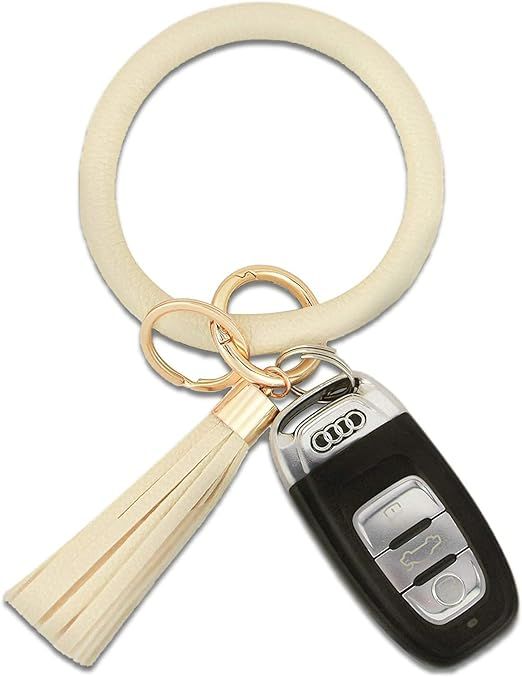 Coolcos Key Ring Bracelet Wristlet Keychain Bangle Keyring - Portable Leather Tassel Bracelet Key... | Amazon (US)