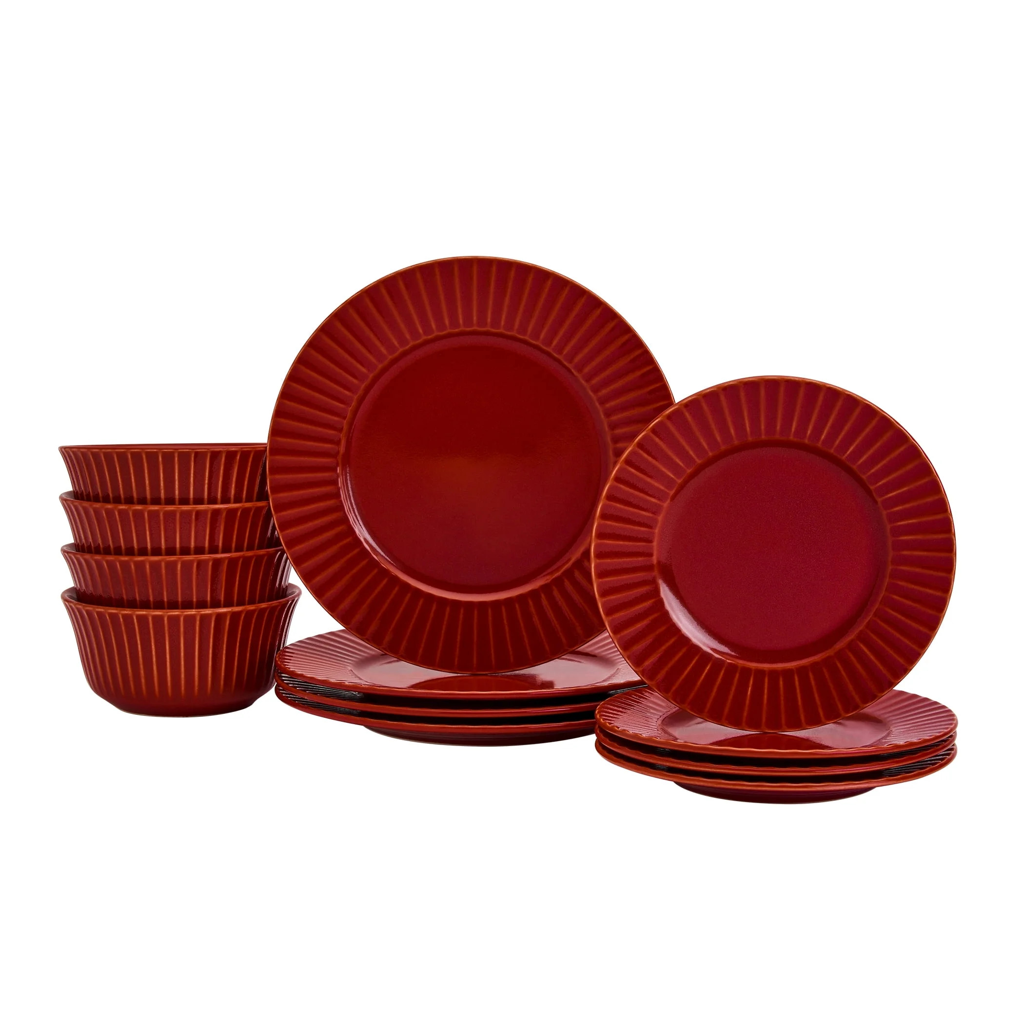 Tabletops Gallery Richmond 12-Piece Reactive Glaze Stoneware Dinnerware Set of Kitchen Dishes, Di... | Walmart (US)