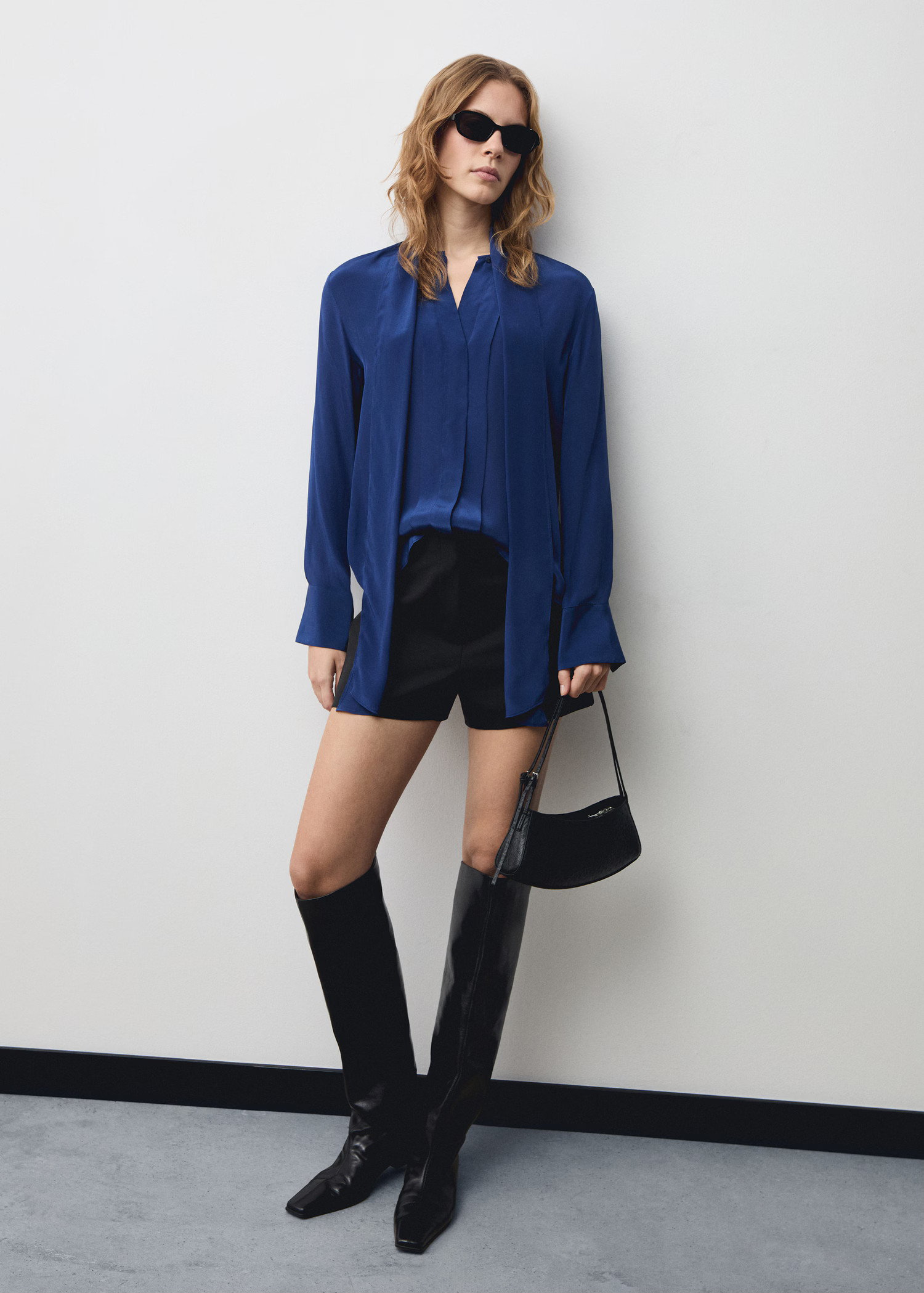 Satin shirt with bow - Women | MANGO USA | Mango (US/MX/AU)