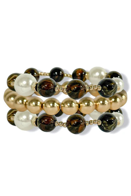Living My Dream Tortoise and Gold Ball Bead Bracelet Set | The Willow Tree