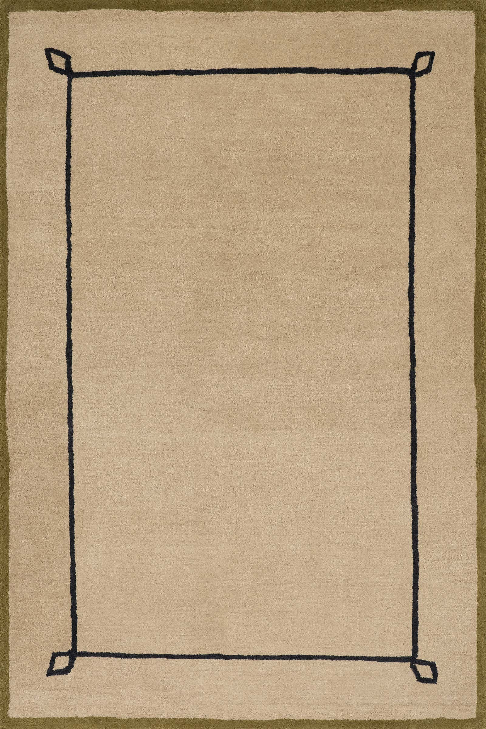 Serge Bordered Wool Rug by Nate Berkus | Tan | Rugs USA