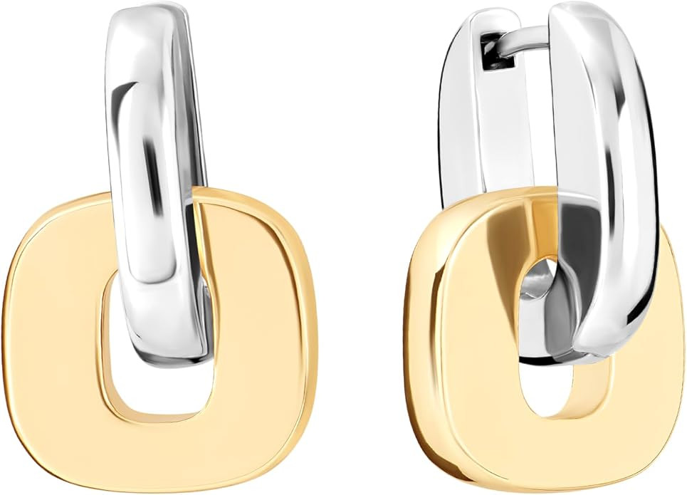 Amazon Essentials Plated Two-Tone Hoop Earrings | Amazon (US)