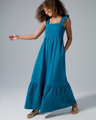 Gauze Tiered Maxi Bra Dress | SOMA