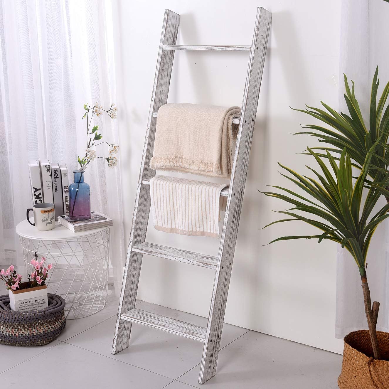 Rose Home Fashion RHF Decorative Blanket Ladder,Rustic Blanket Ladder,4.5ft Blanket Ladders,Rusti... | Amazon (US)