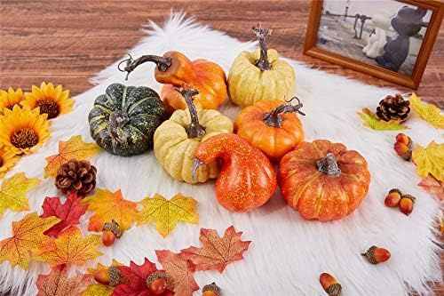 Mimacoo Assorted Artifical Pumpkins Big Pumpkins in Different Shapes and Sizes for Fall Harvest F... | Amazon (US)
