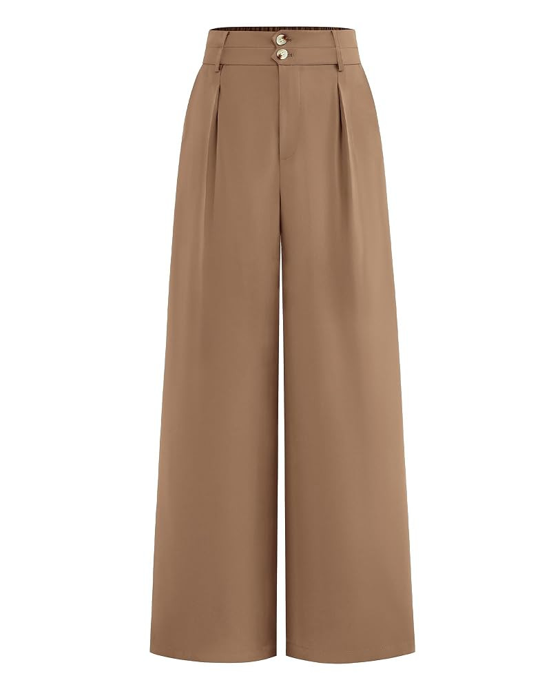 BTFBM Women Wide Leg Dress Pants 2025 High Waisted Button Pleated Business Casual Trousers Office... | Amazon (US)