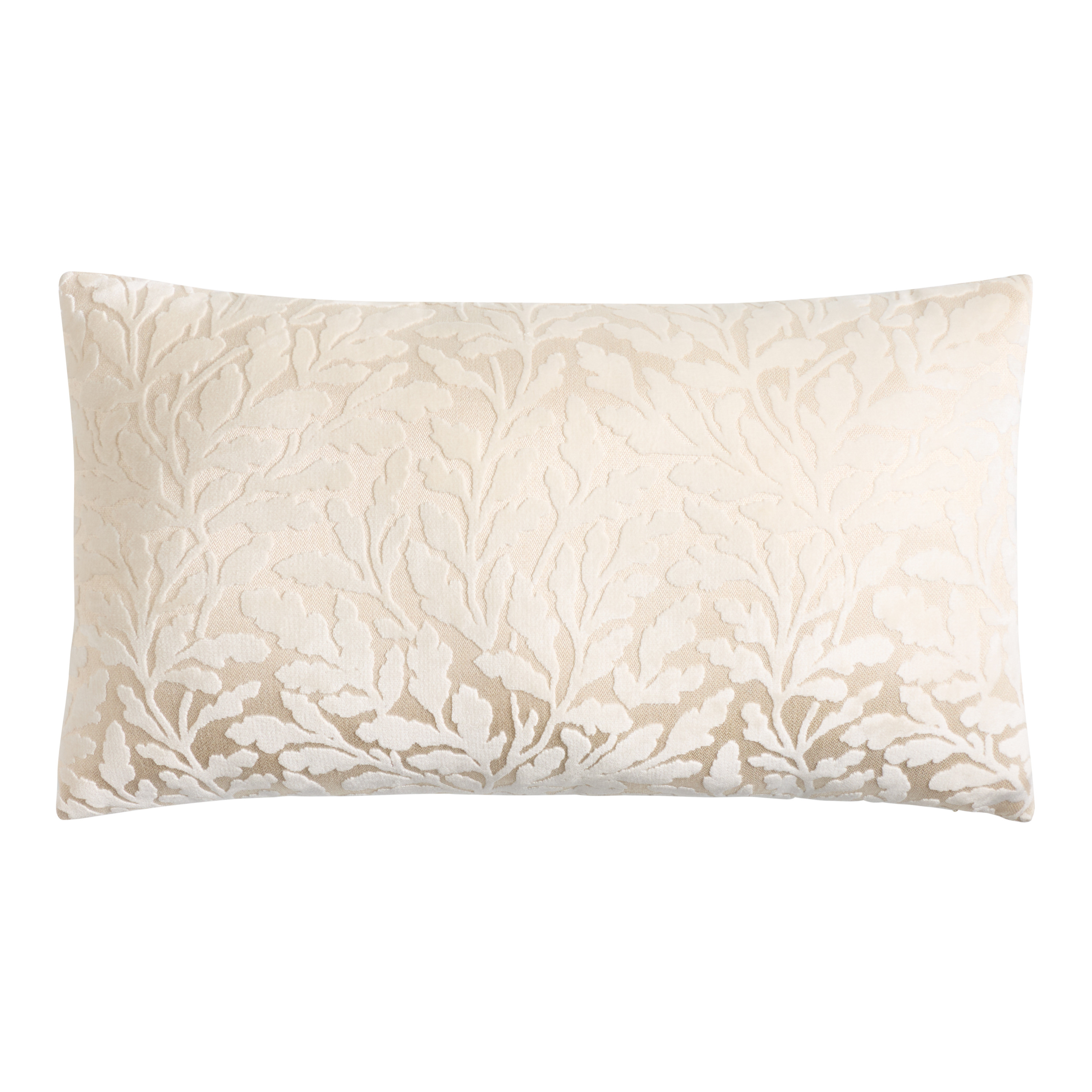 Velvet Burnout Jacquard Leaves Lumbar Pillow | World Market