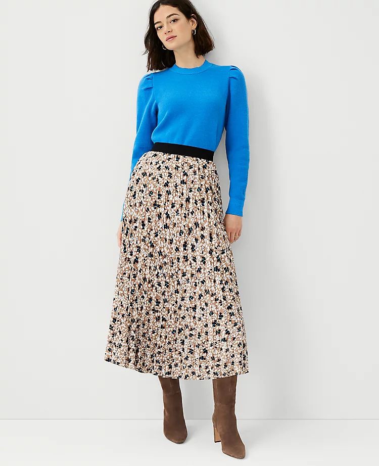 Floral Pleated Midi Skirt | Ann Taylor | Ann Taylor (US)