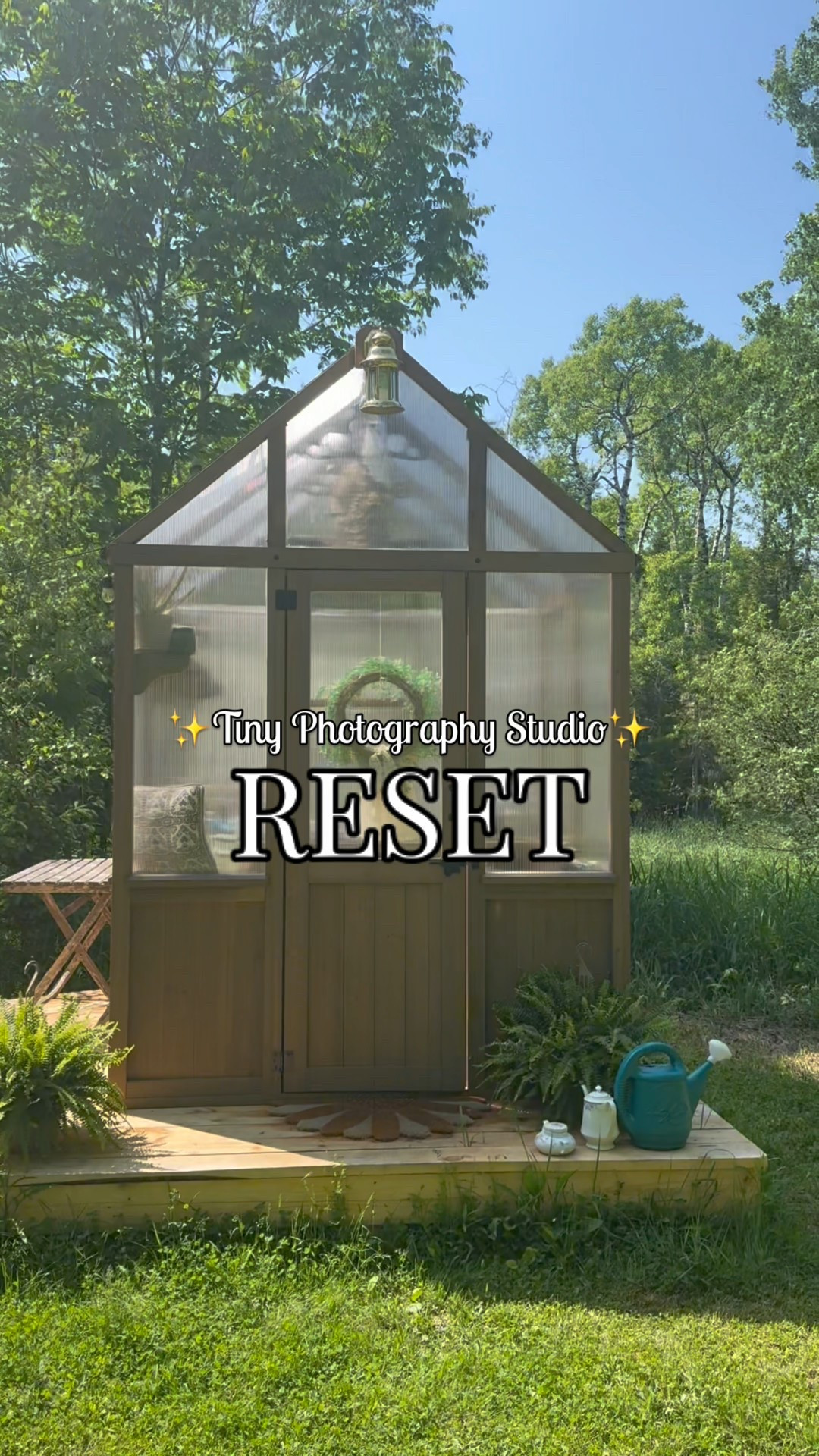 Tiny greenhouse = cottagecore inspired photography studio. #cottagecore #greenhouse #photography 