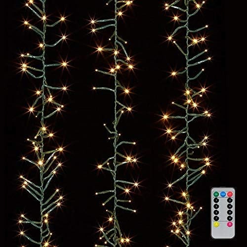 Raz Christmas Cluster Lights Battery Operated 15 Foot Garland with 120 Warm White Lights on Green... | Amazon (US)