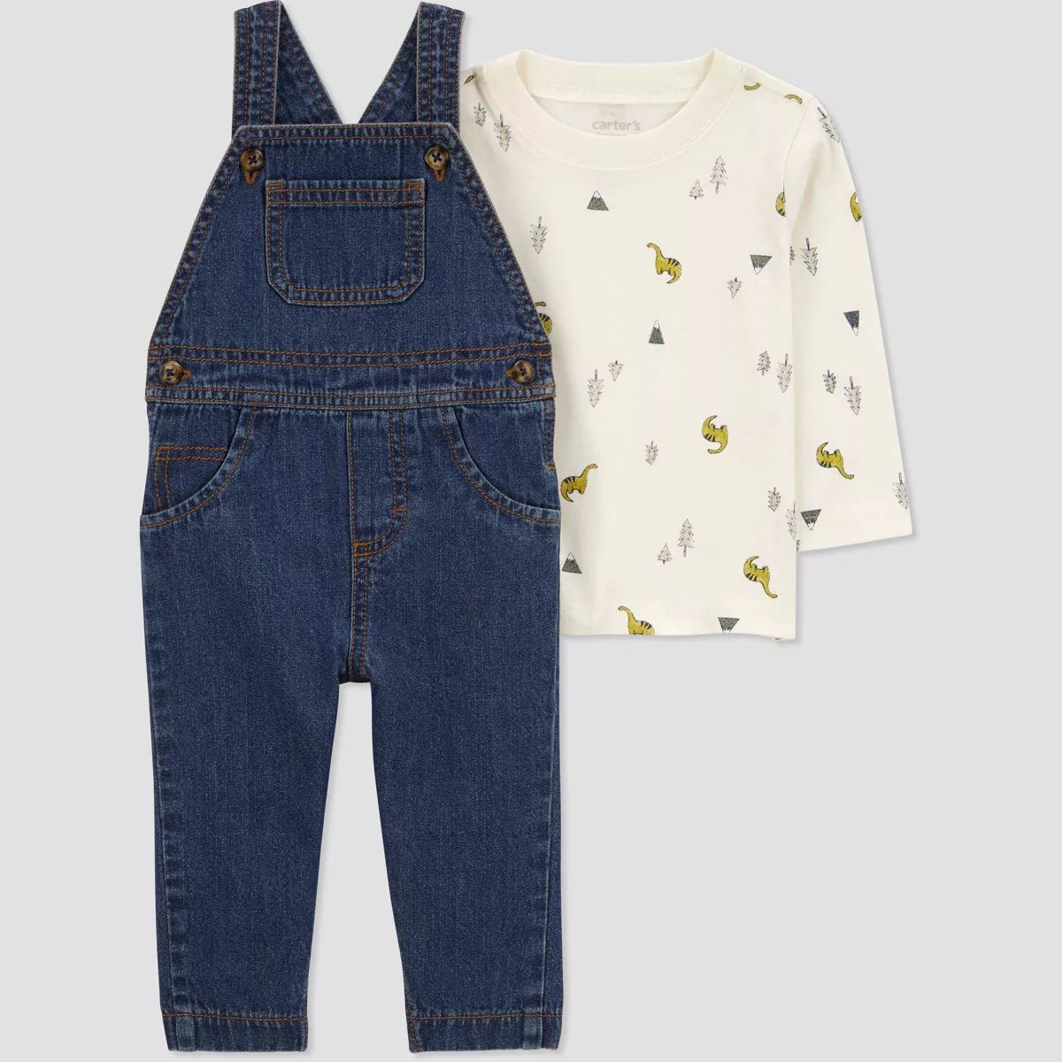 Carter's Just One You® Baby Boys' Denim Dino Undershirt & Bottom Set - Blue | Target