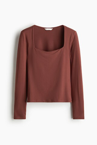H & M - Long-sleeved Jersey Top - Beige | H&M (US + CA)