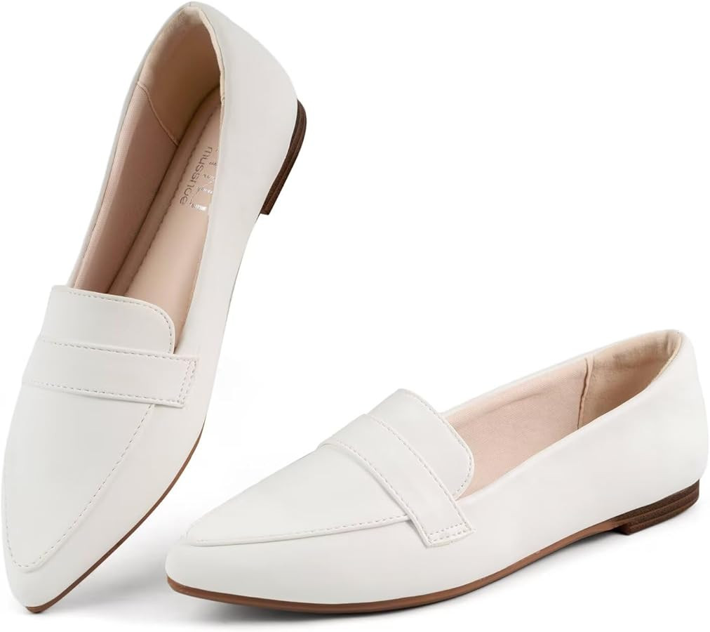 MUSSHOE Loafers for Women Pointed Toe: Dressy Gold Bit Flats, Suede BusinessCasual Slip On Shoes ... | Amazon (US)