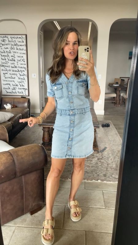 Like and comment “WALMART DRESS” to have all links sent directly to your messages. Couldn’t believe this dress is Walmart - so versatile, dress up or down, work appropriate and a very flattering fit! ✨ 
.
#walmartfashion #walmart #walmartstyle #casualstyle #summeroutfit #countryconcert #dresses #denimdress

#LTKstyletip #LTKfindsunder50 #LTKsalealert