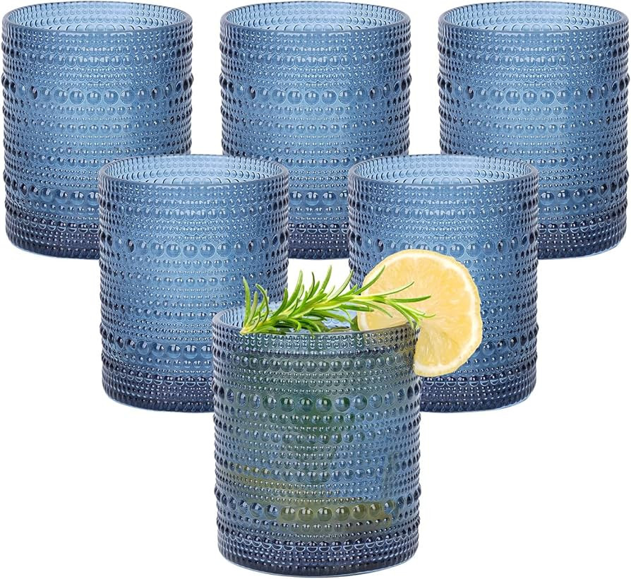 Vintage Drinking Glasses Set of 6, 10 oz Hobnail Drinking Glasses Modern Glass Cups Kitchen Glass... | Amazon (US)