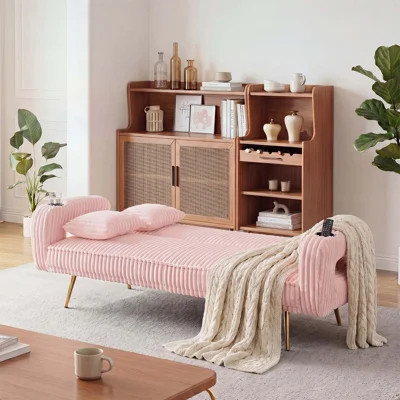 74.01 Inch Straight Corduroy Sofa Bed with Adjustable Positions, Minimalist Design for Living and Study Rooms, Comfort and Style Combined | Wayfair North America