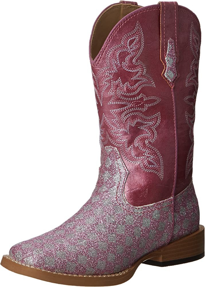 Roper SquareToe Glitter Checkerboard Western Boot (Toddler/Little Kid) | Amazon (US)