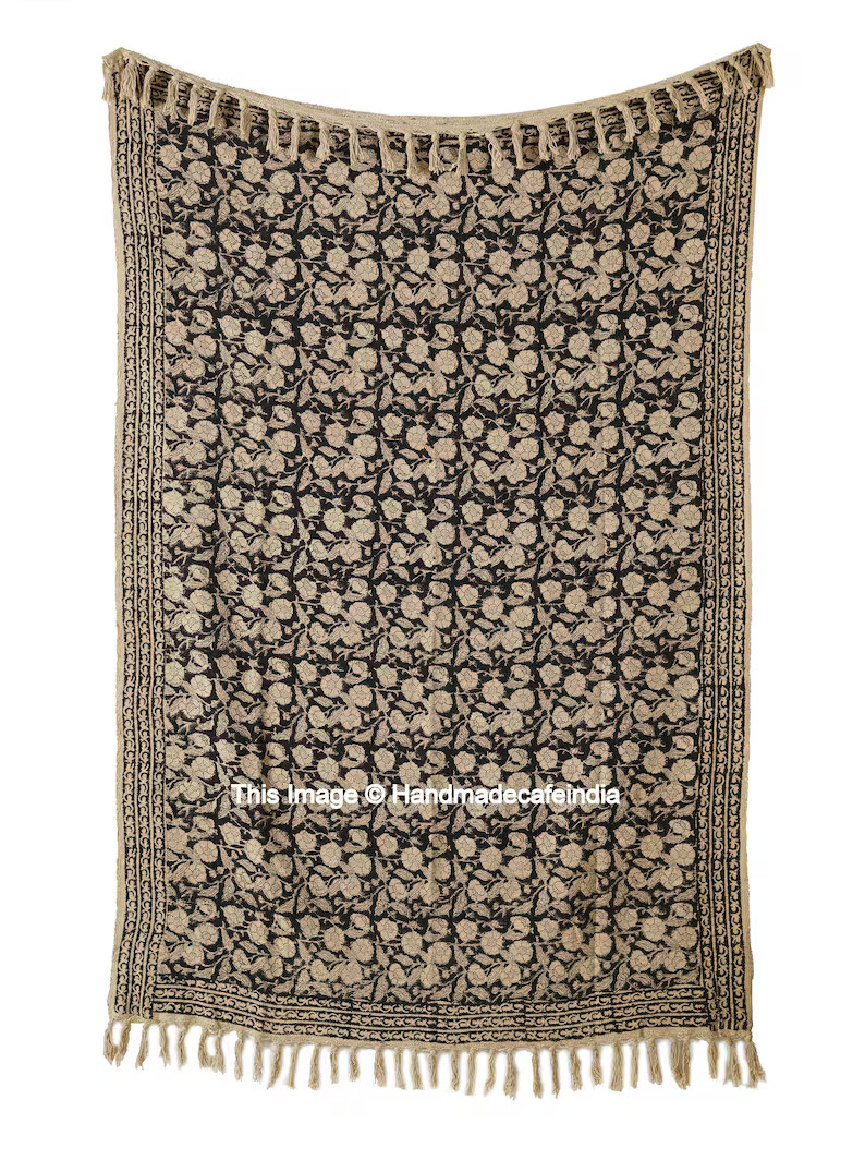 Indian Handmade Throw Blanket Bohemian Cloth Bed Cover With - Etsy | Etsy (US)