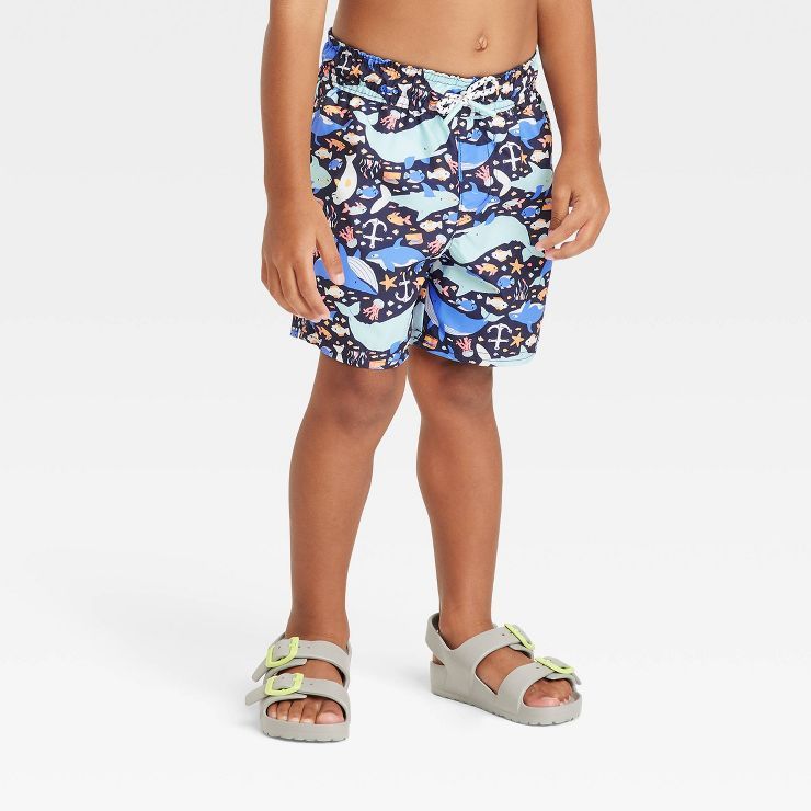 Toddler Boys' Whale Swim Shorts - Cat & Jack™ Blue | Target
