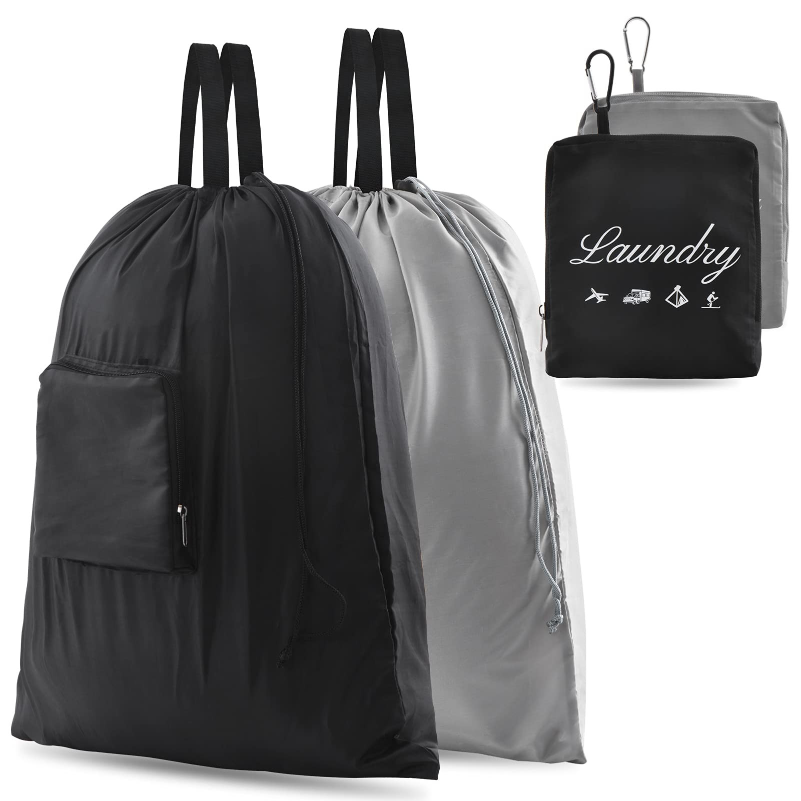 2 Pcs JHX Travel Laundry Bags, Dirty Clothes Organizer【Upgraded】with Handles and Aluminum Car... | Amazon (US)