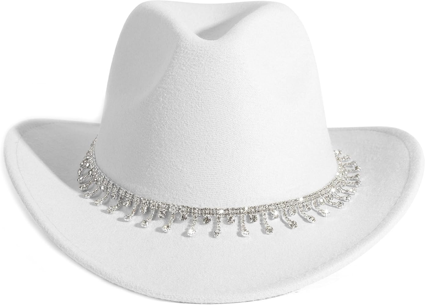Rhinestone Cowgirl Cowboy Hat Shiny Wide Brim Hat for Party | Amazon (US)