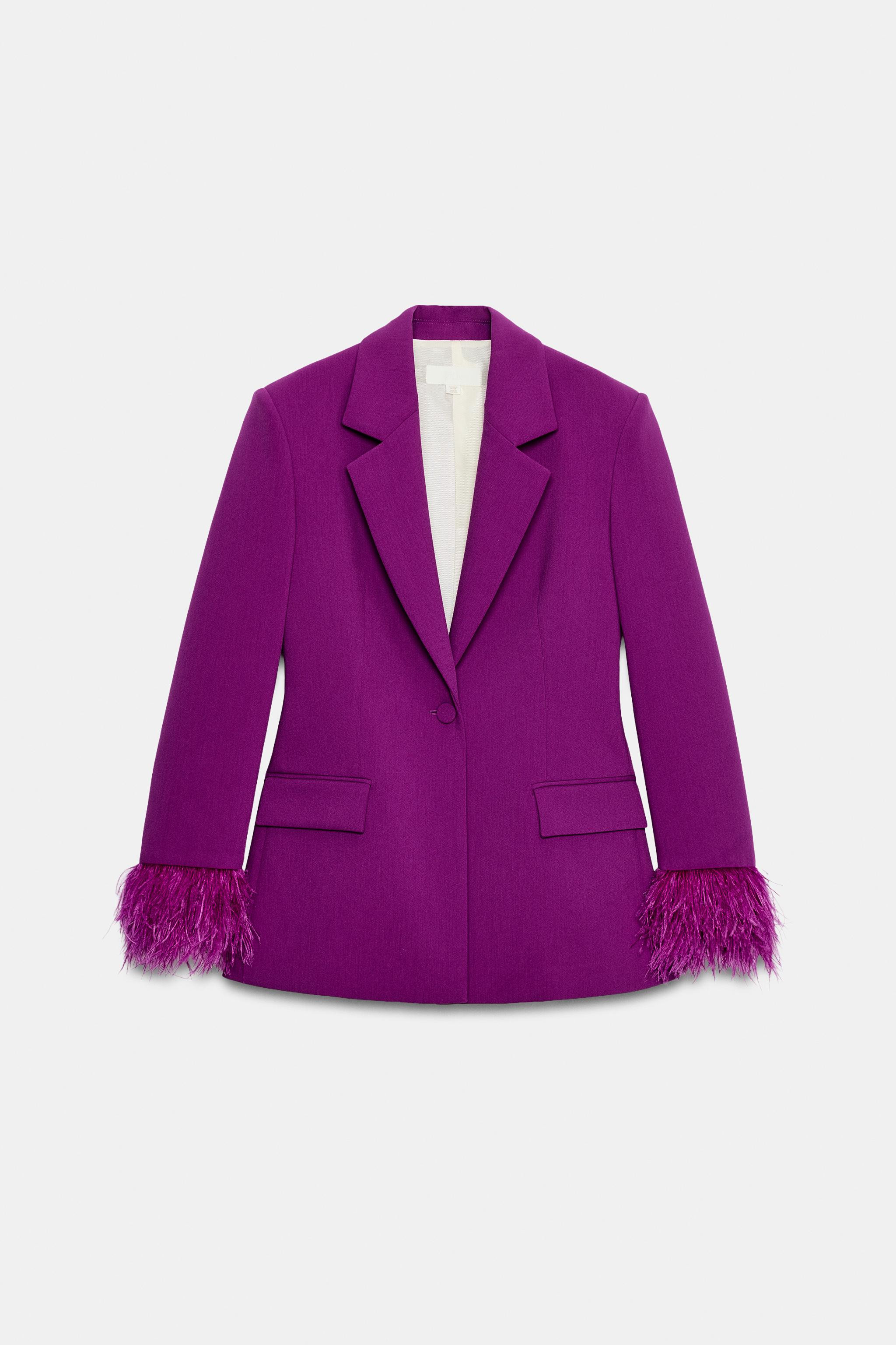 BLAZER WITH FEATHER CUFFS AND SHOULDER PADS | Zara US